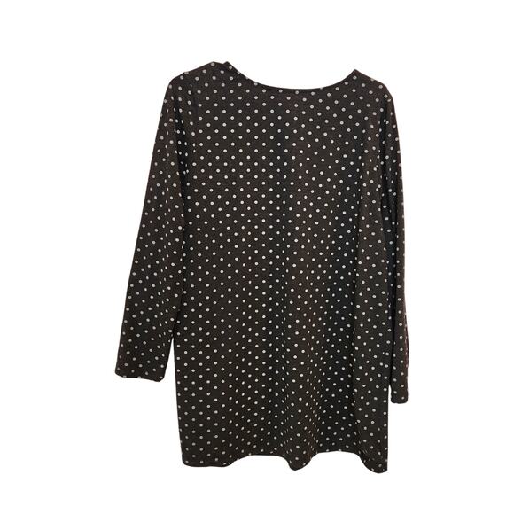 Woman Within Black Polka Dots Pleated Long Sleeve Tunic Blouse Top Size XL 14/16 - Picture 2 of 6